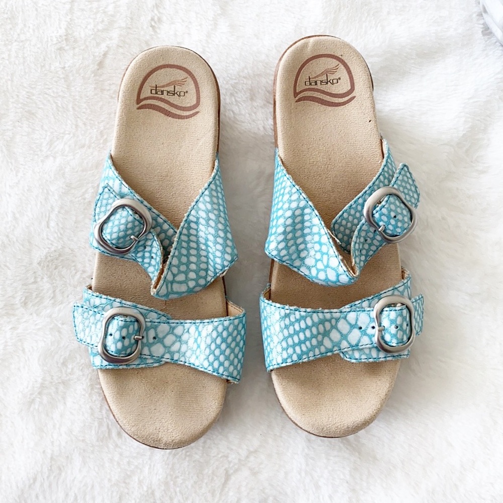 Dansko Blue and White Women's Sandals - Picture 3 of 11